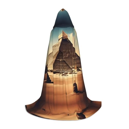 XZDAL Dreaming of the Pyramids of Khufu Printed Hooded Cape M for Teens Cosplay Role-Play Festival Maskerade and Theme Party Costume von XZDAL