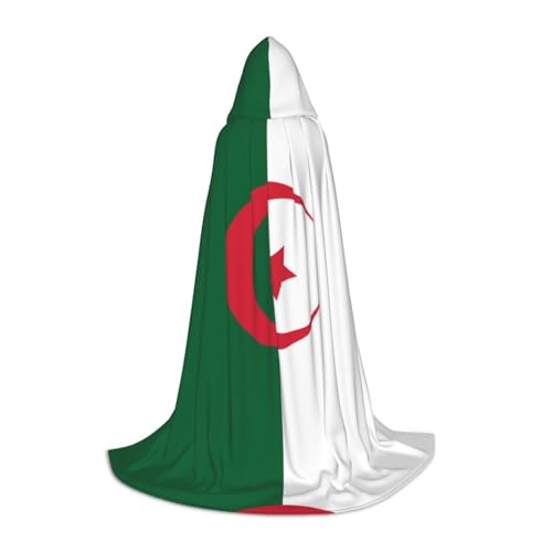 XZDAL Flagge Algeriens bedruckter Kapuzenumhang M für Teenager Cosplay Rollenspiel Festival Maskerade Mottoparty Kostüm von XZDAL