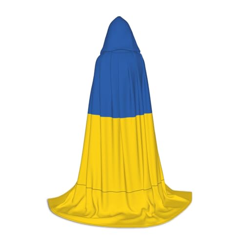 XZDAL Flagge der Ukraine Gedruckt Kapuzen Umhang M für Teenager Cosplay Rollenspiel Festival Maskerade Mottoparty Kostüm von XZDAL