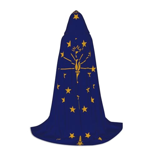 XZDAL Indiana State Flag Printed Hooded Cape M for Teens Cosplay Role-Play Festival Maskerade and Theme Party Costume von XZDAL