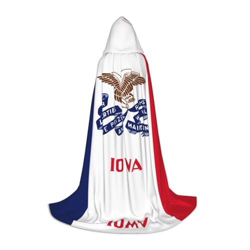 XZDAL Iowa State Flag Printed Hooded Cape M for Teens Cosplay Role-Play Festival Maskerade and Theme Party Costume von XZDAL