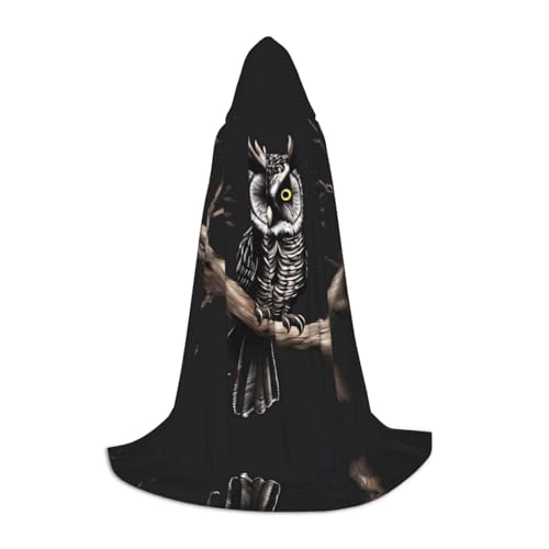 XZDAL Late Night Owl Printed Hooded Cape L for Teens Cosplay Role-Play Festival Maskerade and Theme Party Costume von XZDAL