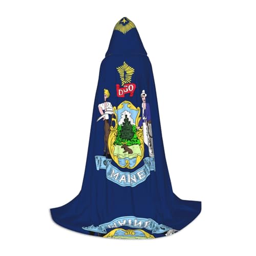 XZDAL Maine State Flag Printed Hooded Cape M for Teens Cosplay Role-Play Festival Maskerade and Theme Party Costume von XZDAL