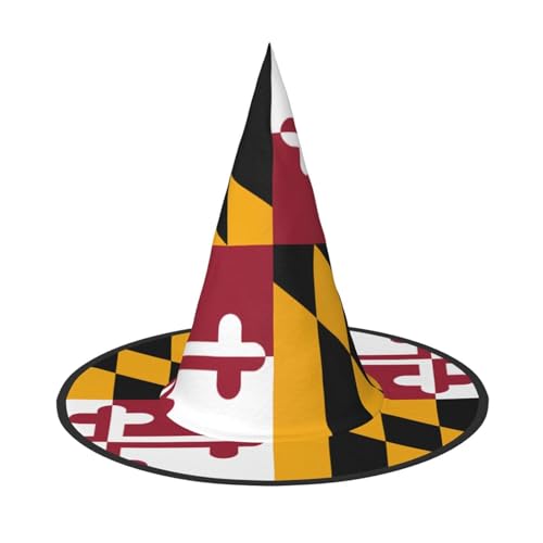 XZDAL Maryland State Flag Faltbarer Hexenhut für Festivals, Rollenspiele und Halloween-Partys – platzsparendes Design von XZDAL