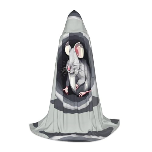 XZDAL Mouse in the Hole Printed Hooded Cape L for Teens Cosplay Role-Play Festival Maskerade and Theme Party Costume von XZDAL