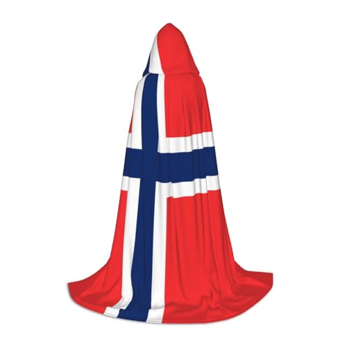 XZDAL Norwegische Flagge Bedruckter Kapuzenumhang L für Teenager Cosplay Rollenspiel Festival Maskerade Mottoparty Kostüm von XZDAL