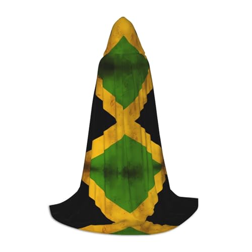 XZDAL Old Jamaican Flag Printed Hooded Cape S for Teens Cosplay Role-Play Festival Maskerade and Theme Party Costume von XZDAL