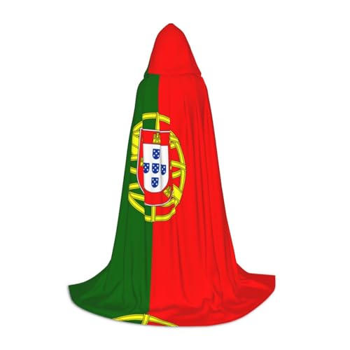 XZDAL Portugiesische Flagge Bedruckter Kapuzenumhang M für Teenager Cosplay Rollenspiel Festival Maskerade Mottoparty Kostüm von XZDAL