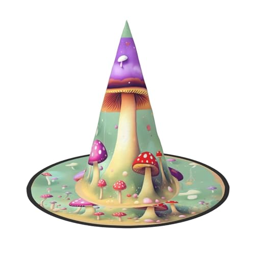 XZDAL Purple Dream Mushroom Faltbarer Hexenhut für Festivals, Rollenspiele und Halloween-Partys, platzsparendes Design von XZDAL