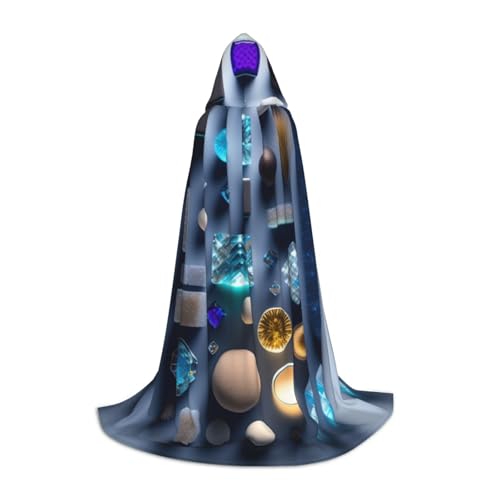 XZDAL Smart Crystal Art Printed Hooded Cape L for Teens Cosplay Role-Play Festival Maskerade and Theme Party Costume von XZDAL