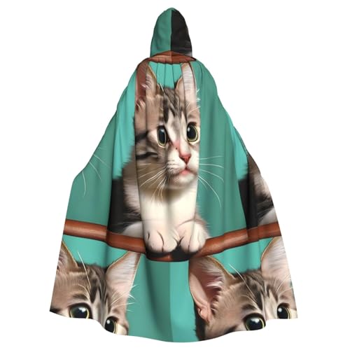 XZDAL Umhang mit Kapuze für Erwachsene, eine neugierige Katze, für Halloween, Cosplay, Maskerade, Party-Kostüm XZDAL Umhang mit Kapuze für Erwachsene, eine neugierige Katze, für Halloween, Cosplay, Maskerade, Party-Kostüm von XZDAL