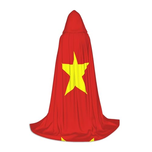 XZDAL Umhang mit vietnamesischer Flagge, bedruckt, mit Kapuze, M für Teenager, Cosplay, Rollenspiele, Festival, Maskerade, Mottoparty Kostüm von XZDAL