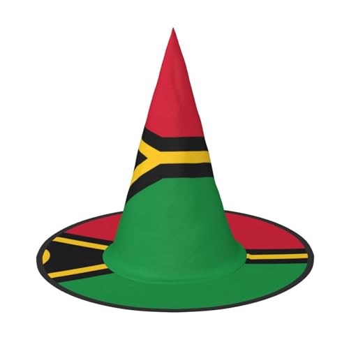 XZDAL Vanuatu Flagge Faltbarer Hexenhut für Festivals, Rollenspiele und Halloween-Partys - Platzsparendes Design von XZDAL