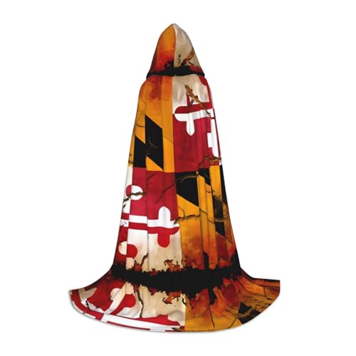 XZDAL Vintage Holz Maryland Flagge Gedruckt Kapuzen Umhang M für Teenager - Cosplay, Rollenspiel, Festival, Maskerade und Mottoparty Kostüm von XZDAL