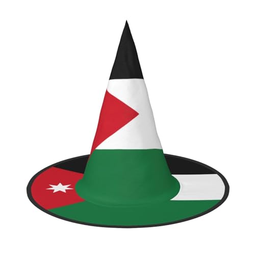 XZDAL Zusammenklappbarer Hexenhut mit Jordanien-Flagge, für Festivals, Rollenspiele und Halloween-Partys, platzsparendes Design von XZDAL