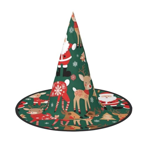 XZDAL Zusammenklappbarer Hexenhut mit Weihnachtsmann und Weihnachtshirsch, für Festivals, Rollenspiele und Halloween-Partys, platzsparendes Design von XZDAL