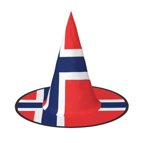 XZDAL Zusammenklappbarer Hexenhut mit norwegischer Flagge, für Festivals, Rollenspiele und Halloween-Partys, platzsparendes Design von XZDAL