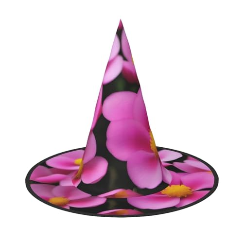 XZDCAL Pink Petals Zusammenklappbarer Hexenhut für Halloween-Kostüm, faltbar, leicht und tragbar von XZDCAL