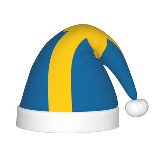 XZDCAL Schwedische Flagge, Plüsch-Festivalhut mit flauschiger Krempe und Bommel, für 4–12 Jahre alt von XZDCAL