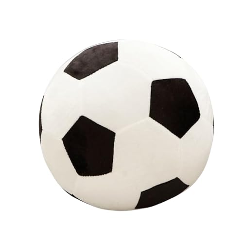 XZJMY Fußball-Plüschkissen, gefülltes Sport-Wurf-Plüschtier, dekorativ, rund, großes Fußballkissen, 3D-Ballförmiges Wurfkissen, Geschenk für Mädchen oder Jungen (Schwarz und Weiß, 28 cm) von XZJMY