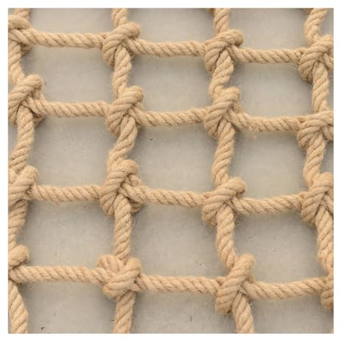 Garten Netting Seilnetz Treppe Balkon Geländer Indoor Sicherheit Schutz Für Kinder Cargo Netze Gartenpflanze Dekoration Jute Hanfnetz Vogel Kletternetz Frachtnetz 10mm(Size:1x1m(3.28X3.28ft))(10mm*12c von XZQDXB