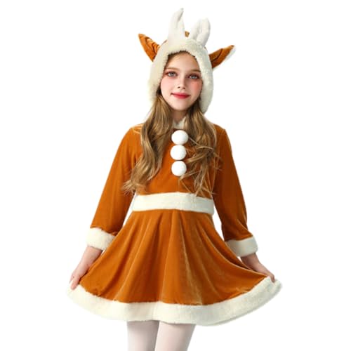 XZQYDS Weihnachtsmannkleid für 3-8 Jahre Mädchen Festival Langarm Hoodie Kleid Kleidung Cosplay Kostüm Urlaub Party Kleidung von XZQYDS