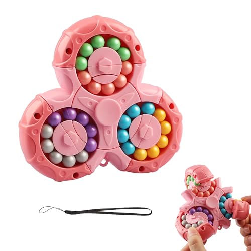 Xahpower Magic Bean Rotierender Würfel,Rotierender Fingerwürfel Spielzeug,Dekompression Puzzle Toys für Kinder,IQ Game Magic Bean,Geschenke für Erwachsene und Kinder (Rosa) von Xahpower