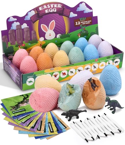 Xaosin Dino Ausgrabungsset für Kinder 12 Stück Dino Ei Ostereier Dinosaurier Spielzeug Archäologie Dinosaurier Egg Toy ab 6 7 8 9 10+ Jahre für Geschenk Geburtstag Kinderspielzeug Party von Xaosin