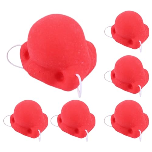 Gummi Neuheit Clown Nase | 6pcs Rot Gummi Clown Nase | Neuheit Clown Nase mit Gummizug | Zuverlässige Cosplay Zirkus Nasen | Nase Clown Zirkus Kostüm für Clown Nasentag Zirkus von Xasbseulk