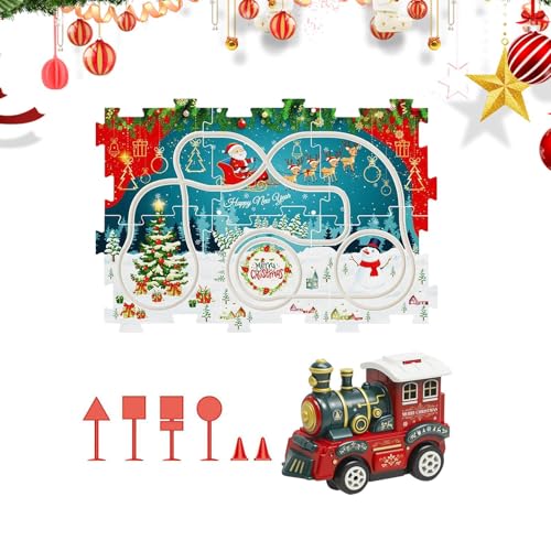 Kinder Auto Schienen Set | Weihnachten Zusammenbau Schiene Modell Fahrzeug Spielzeug - Weihnachtsdekoration Verbesserung Hand-Augen-Koordination Puzzle für Schlafzimmer, Wohnzimmer von Xasbseulk