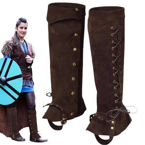 Mittelalterliche Ritterstiefel, Retro-Stiefel, Piratenstiefel, Beinbandagen, mittelalterliche Beinabdeckung, PU-Leder, wasserdichte Beinschützer, Outdoor-Stiefelüberzüge, Renaissance-Kostüm-Zubehör, von Xasbseulk