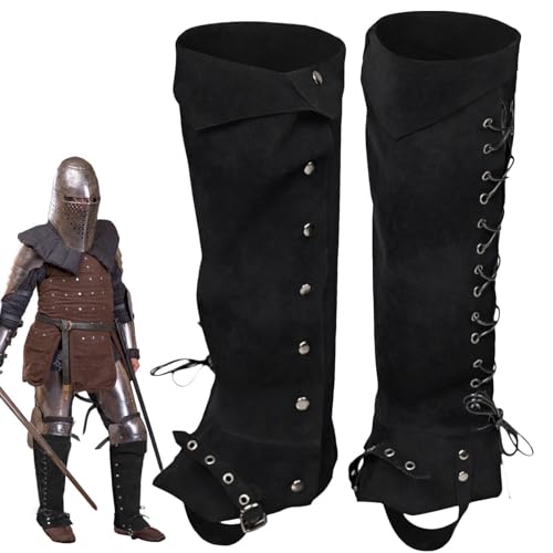 Mittelalterliche Ritterstiefel, Retro-Stiefel, Piratenstiefel, Beinbandagen, mittelalterliche Beinabdeckung, PU-Leder, wasserdichte Beinschützer, Outdoor-Stiefelüberzüge, Renaissance-Kostüm-Zubehör, von Xasbseulk