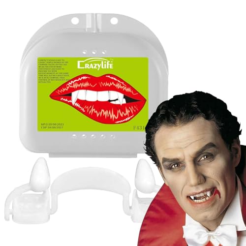 Vampirzähne Vampirzähne Kit - Halloween Zähne Halloween Zahnersatz mit Verdeckvorrichtung Einziehbares Design Cosplay Kostüm Zubehör für , Zombie u von Xasbseulk