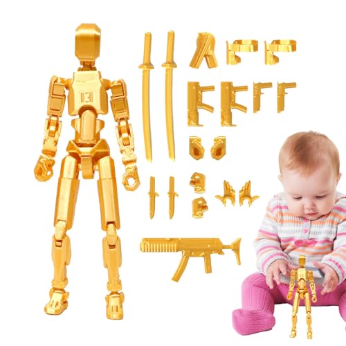 Xasbseulk 3D-gedruckte Actionfigur, Actionfiguren 3D-Druck von beweglichen Figuren mit Mehreren Gelenken, Roboter-Actionfigur, Desktop-Dekorationen (mit 4 Waffen + 3 Handtypen) (B) von Xasbseulk