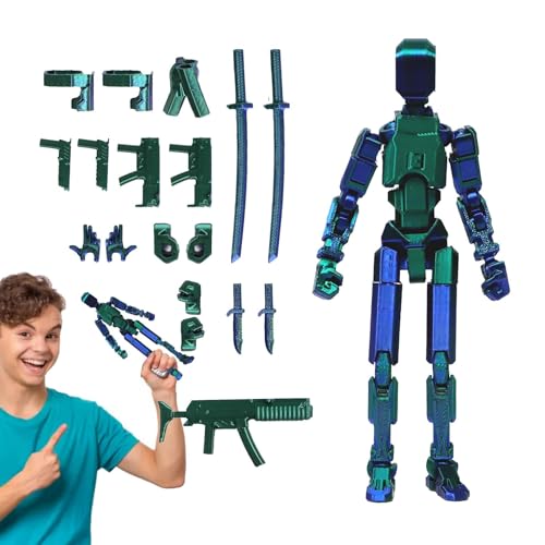 Xasbseulk 3D-gedruckte Actionfigur, Actionfiguren 3D-Druck von beweglichen Figuren mit Mehreren Gelenken, Roboter-Actionfigur, Desktop-Dekorationen (mit 4 Waffen + 3 Handtypen) (B) von Xasbseulk