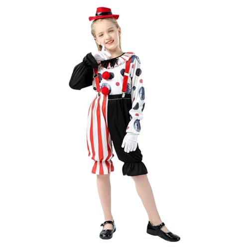 Xasbseulk Clownkostüm für Kinder | Clown-Kostüme | Halloween Cosplay Narrenkostüm | Lustige Feiertags-Requisiten für Kinder, Partykleidung | Rollenspiel-Outfit für Kinder von Xasbseulk
