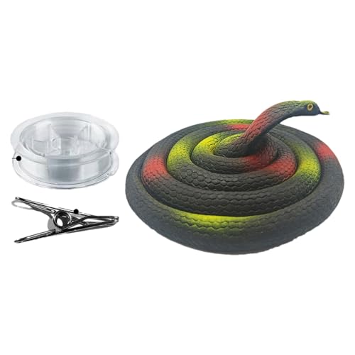 Xasbseulk Gefälschte Schlange, realistischer Schlangenstreich,Clip-on-Schlangenstreich-Requisiten mit Schnur - DIY Cobra Spielzeug, 3,9 Fuß große lustige Streichschlange für Feiertage, Partys von Xasbseulk