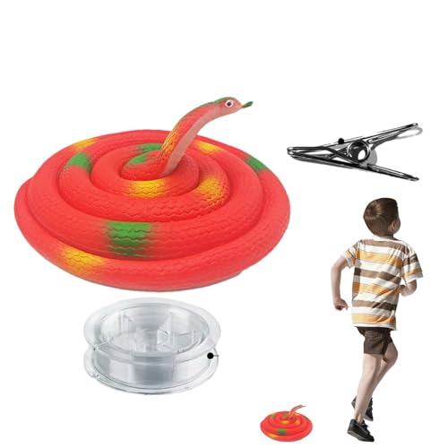 Gefälschte Schlange, realistischer Schlangenstreich | Schlangenjagd-Streich mit Clip-String | DIY Cobra Spielzeug, 3,9 Fuß große lustige Streichschlange für Feiertage, Partys, Partygeschenke von Xasbseulk