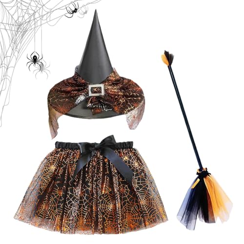 Xasbseulk Halloween Hexenkostüm | Hexenkostüm Set Mit Besen Und Rock Für Verkleidung - Verstellbares Halloween Kostümzubehör Für Kinder Und Jugendliche Xasbseulk Halloween Hexenkostüm | Hexenkostüm Set Mit Besen Und Rock Für Verkleidung - Verstellbares Halloween Kostümzubehör Für Kinder Und Jugendliche von Xasbseulk