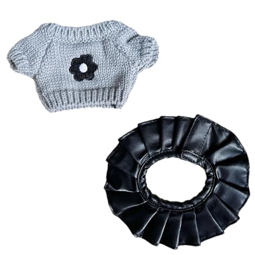 Xatteua Plüsch-Anziehpuppe, 20 cm Plüsch-Puppenkleidung, Kleid | Geblümte Pullover-Oberteile für 7-Zoll-Puppen, niedliche Kinder-Puppenrock-Outfits - Weich gefülltes Dress Up, Puppenzubehör für kleine von Xatteua