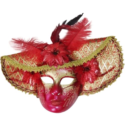 Xbemkste Venetian Comedy Mask Venezianische Maske Federn Gesichtsmaske Damen Karneval Ballmaske Maskerade Maske Frauen Mardi Gras Masken Federmaske Party Festival Kostüm (C) von Xbemkste