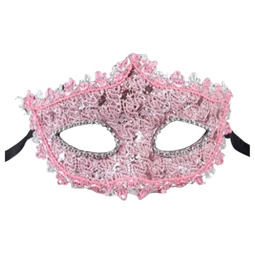 Xbemkste Venezianische Maske Maskerade Mask Venezianischen Maske Kostüm Spitzenmaske für Damen Herren Halloween Abendkleid Tanz Ball Party Karneval Party (Rosa, One Size) von Xbemkste