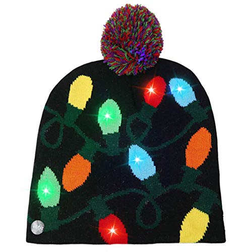 Xbsduih Mode Led Leuchtende Weihnachtsmütze Weihnachtsplüsch Strickmütze Weihnachtsbaum Schnee Dekoration Geschenk C. von Xbsduih