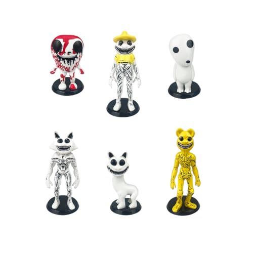 Xchivalrous 6 Stück monströse Zoo-Figuren, lächelndes Emoji-Puppen-Set, Horrorspiel-Peripheriemodelle, Kuchendekorationen, Anime-Modell-Statuen, Dekorationen, Geschenke für Jungen und Mädchen von Xchivalrous