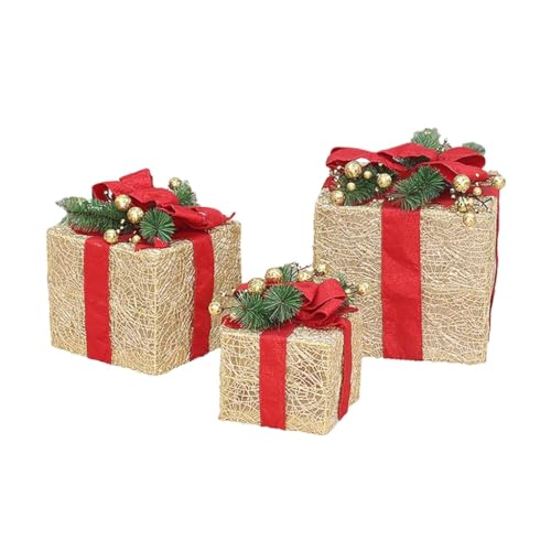 Xchon 3-teiliges Weihnachtsboxen-Set für den Außenbereich, Geschenk, Dekoration unter dem Baum, Paket für den Innenbereich, Urlaub, Party, Hochzeit, Zuhause von Xchon