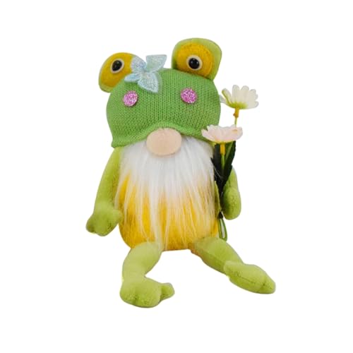 Xchon Frosch Plüsch Bauernhaus Dekor Strickmütze Frühling gestuft Tablett Dekor für Küche Desktop Ornament Urlaub von Xchon