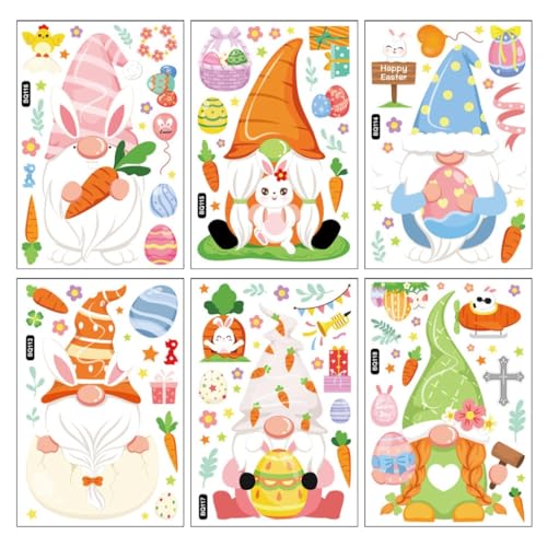 Xchon Happy Window Stickers 6 Sheets Eggs Glass Decals Party Wall Sticker Decoration for Home von Xchon