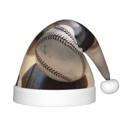 Xdcywbzdbc Coole graue Baseball-Weihnachtsmannmütze, Kinder-Weihnachtsmannmütze, gehobener Weihnachtsmannmütze, Plüsch-Weihnachtsmannmütze, Samt-Oberteil mit künstlichem Wollball, Partyzubehör von Xdcywbzdbc