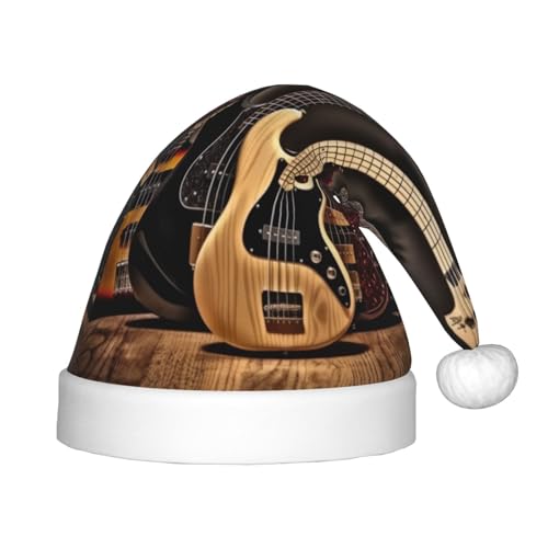 Xdcywbzdbc Gitarre Bass Musik Musikinstrumente Weihnachtsmann Hut Kinder Weihnachtsmann Hut gehobene Weihnachtsmannmütze Plüsch Weihnachtsmannmütze Samt Top mit künstlichem Wollball Feier Party von Xdcywbzdbc