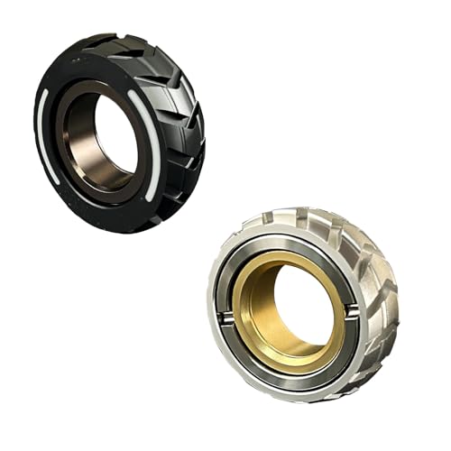 Xebular Spinner-Ring, Fidget-Spinner-Ring, Spinner-Ringe für Männer, Doppelfunktions-Fidget-Ring aus Edelstahl für Motorradreifen, Angstspielzeug, Angstlinderungs-Ringspielzeug (A+B) von Xebular